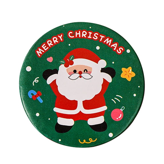Niusricy Pocket Mirror, Santa Claus Snowman Elk Round Portable Mini Mirror Christmas Gift