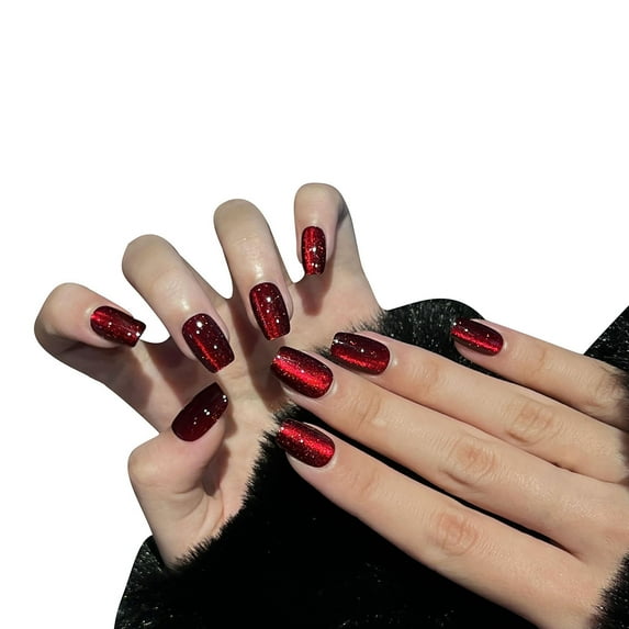 Niusricy Press On Nails Set 10 Pcs Sparkly Reusable Soft Solid Color Stick On Fake Nails Artificial Nails Included UltraShort Short Length