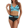 thumbnail image 1 of Niusricy Women 2 Pieces Bikini Swimsuits S-XXL Ladies Fashion Sexy Swimwear Ethnic Style/Stripe/Tie-Dye/Animal Pattern Padded Bra Thong Bottoms Beach Bathing Suit Set for Vacation, 1 of 7