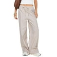thumbnail image 1 of Niusricy Women Casual Wide Leg Pants Ladies Loose Stripe Print Elastic Drawstring Trousers Fashion Vintage Sweatpants Solid Basic Bottom Pants for Work Office Streetwear, 1 of 7