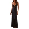 thumbnail image 1 of Niusricy Women Elegant Sexy Long Dress Ladies Slim Cami Dress Solid Color Sleeveless Flowy Dress Tie-Up Front A-line Dress Swing Dress Backless Dress Summer Casual Dress for Party Beach Club, 1 of 3