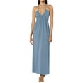 thumbnail image 1 of Niusricy Women Sexy Elegant Evening Party Dress Ladies Sleeveless Long Flowy Dress V-Neck A-line Dress Low Cut Halter Beach Dress High Waist Solid Basmmer Fashion Casual Clothes for Vacation, 1 of 5