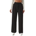 thumbnail image 1 of Niusricy Women Solid Basic Knit Wide Leg Pants Ladies Textured Straight-leg Trousers Bow Elastic Waistband Sweatpants Loose Casual Pull On Sweater Pants Bottom Fashion Daily Clothes Streetwear, 1 of 7