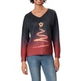 thumbnail image 1 of Niusricy Women's Christmas Cozy Sweater Ladies V Neck Long Sleeve Pullover Snowman Print Sweatshirts Thick Warm Knitwear Tops Fashion Loose Casual Clothes for Fall Winter, 1 of 6