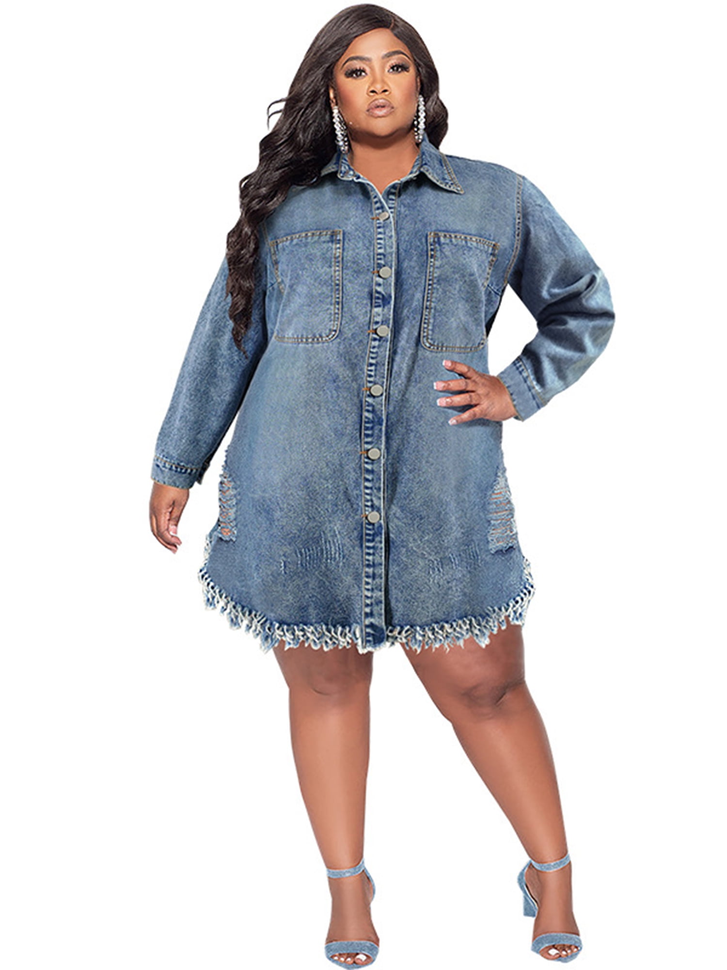 white christmas dresses Dakota Fringe Buckle Dress- Denim