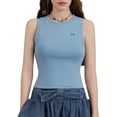 thumbnail image 1 of Niusricy Women's Solid Basic Knit Tank Tops Ladies Sleeveless Slim Vests Crewneck Tight Waistcoats Bow Embroidery Slim Fit Tops Teen Girl Fashion Simply Casual Clothes for Summer, 1 of 8