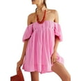 thumbnail image 1 of Niusricy Women's Summer Babydoll Short Dresses Ladies Solid Color Princess Dress Short Puff Sleeve A-line Dress Square Neck Mini Dress Low-cut Swing DCocktail Streetwear for Beach Party Club, 1 of 9