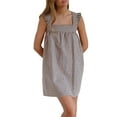 thumbnail image 1 of Niusricy Women's Summer Mini Dress Ladies Classic Plaid Casual Dress Ruffle Trim Square Neck Swing Dress Fashion Loose Fitting Cami Dress Streetwear for Junior Girls Beach Holiday Club Party, 1 of 6