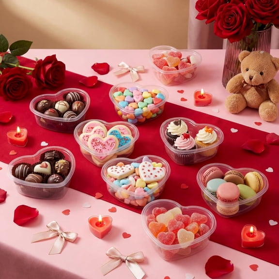 Niuxa 100 Pcs Heart Shaped Storage Containers 0.7 oz Heart Box Transparent Plastic Containers with Lids Organizer Box for Valentines Day DIY Art Craft Making