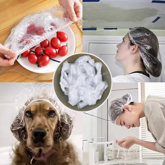 Niuxa 100Pcs Bowl Covers for Bread Proofing, Plastic Shower Caps for Sourdough Bread, Food Covers Stretch Reusable Elastic, Keep Food Fresh and Dust Away