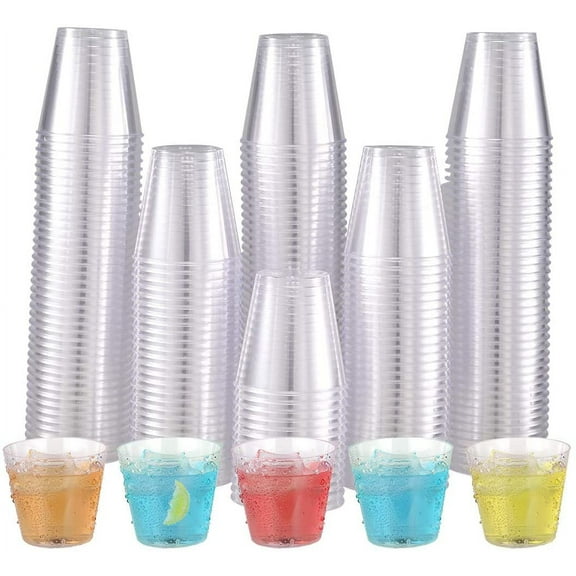 Niuxa 50 Clear Plastic Shot Glasses, 1 oz, Disposable, Ideal for Parties, Weddings, Holidays, Picnics, Events, Wine Tasting