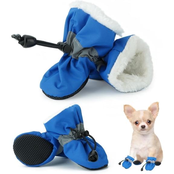 Niuxa Dog Shoes for Winter Dogs Boots & Paw Protector Warm Snow Booties Small Medium Dogs Puppies with Reflective Strip Anti-Slip Rubber Sole, Pack of 4, Size2