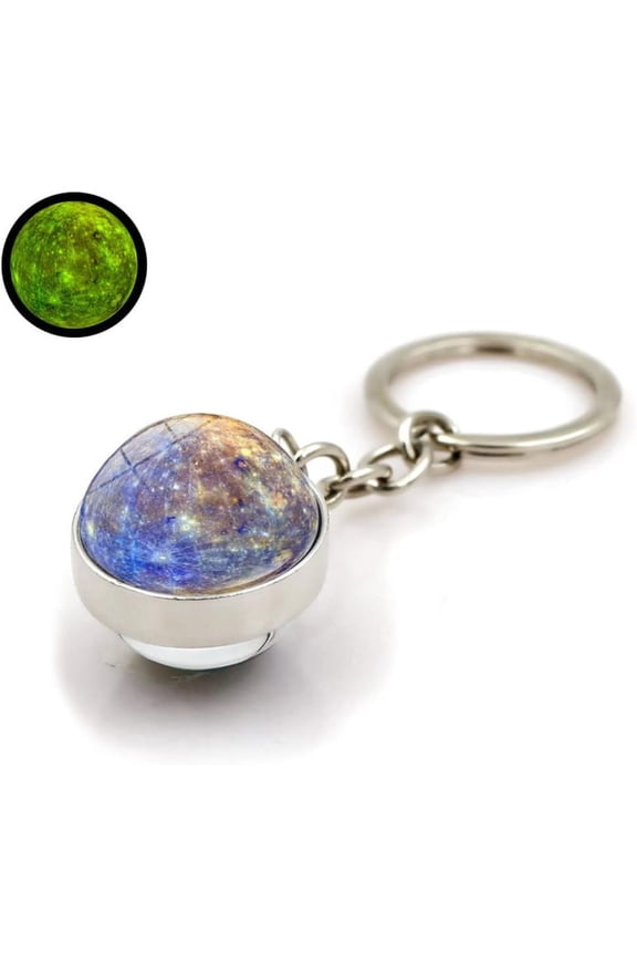 Glow In The Dark Solar System Planet Keychain Earth Saturn Moon Sun Luminous Galaxy Keyring-Saturn