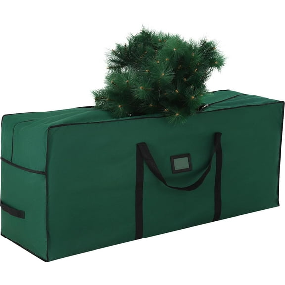 Niuxa Large Christmas Tree Storage Bag 4.5 ft, 600D Oxford Fabric Heavy Duty Christmas Tree Container, Waterproof Xmas Artificial Tree Storage Box with Reinforced Handles and Dual Zippers, Green
