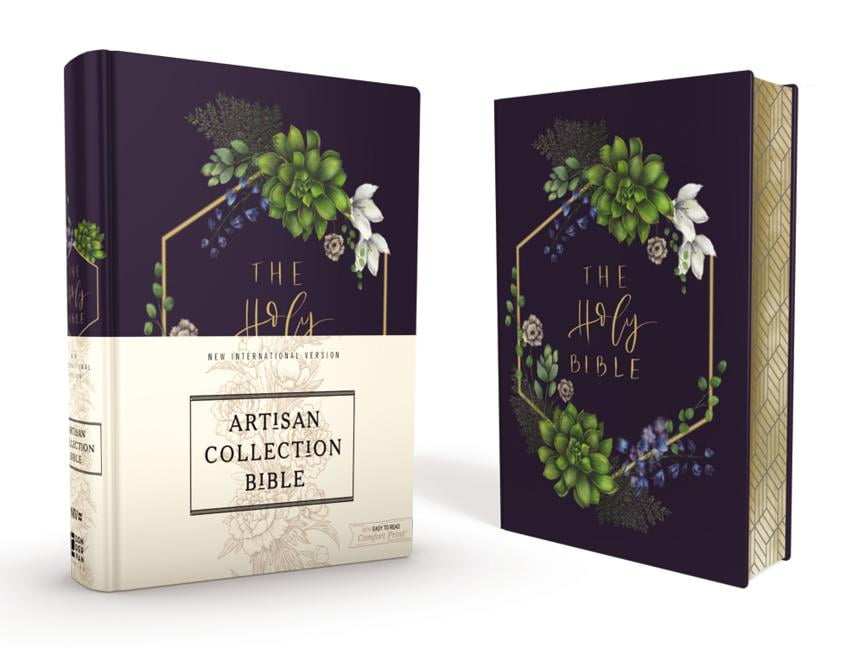 Niv, Artisan Collection Bible, Cloth Over Board, Navy Floral, Designed Edges Under Gilding, Red Letter Edition, Comfort , (Hardcover)