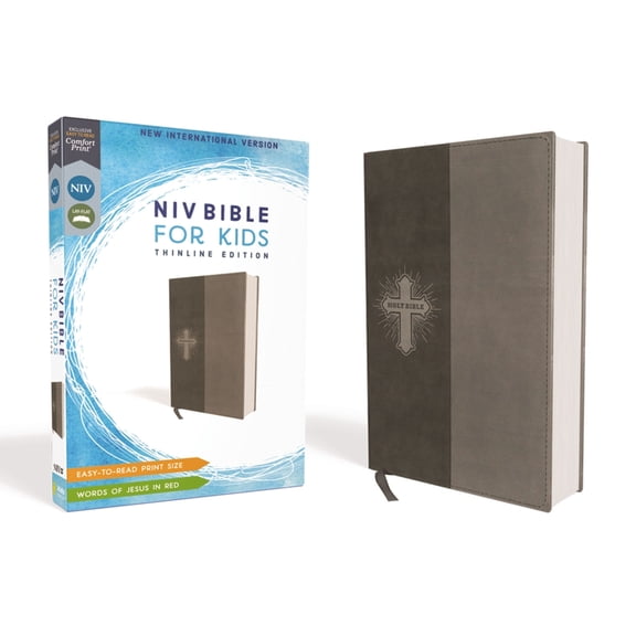 Niv, Bible for Kids, Leathersoft, Gray, Red Letter, Comfort Print: Thinline Edition, (Hardcover)