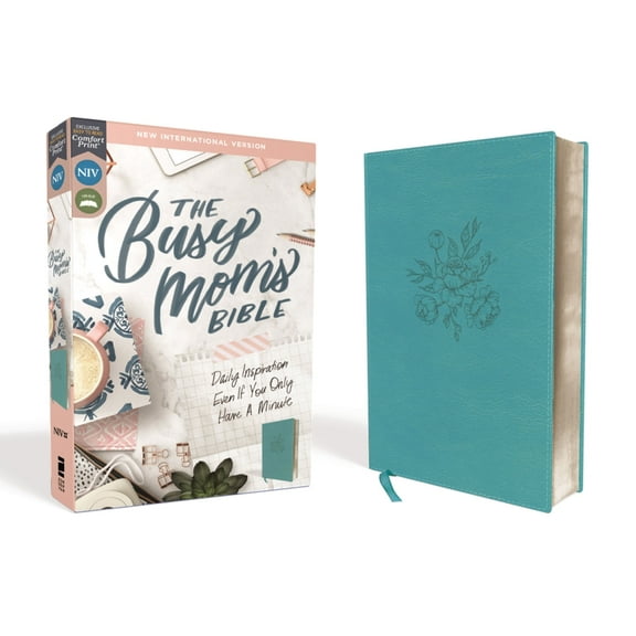 Niv, Busy Mom's Bible, Leathersoft, Teal, Red Letter Edition, Comfort Print: Daily Inspiration Even If You Only Have One, (Hardcover)