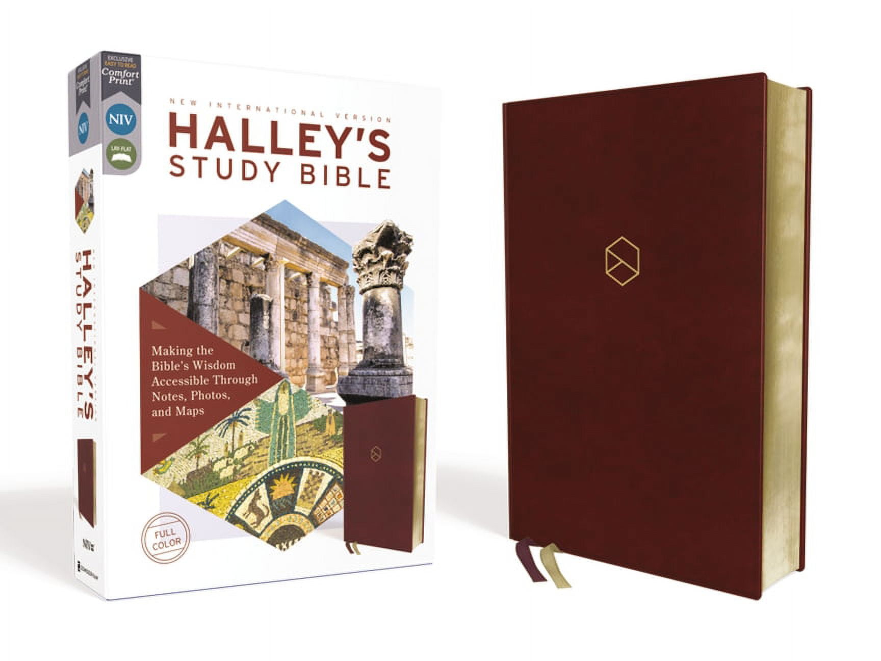 Niv, Halley's Study Bible, Leathersoft, Burgundy, Red Letter Edition, Comfort Print: Making the Bible's Wisdom Accessibl, (Hardcover)