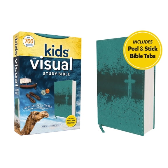 Niv, Kids' Visual Study Bible, Leathersoft, Teal, Full Color Interior, Peel/Stick Bible Tabs: Explore the Story of the B, (Hardcover)