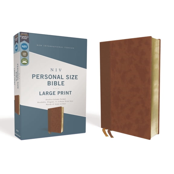 Niv, Personal Size Bible, Large Print, Leathersoft, Brown, Red Letter Edition, Comfort Print, (Hardcover)