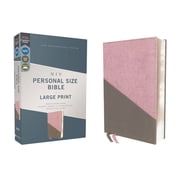 Niv, Personal Size Bible, Large Print, Leathersoft, Pink/Gray, Red Letter Edition, Comfort Print, Hardcover
