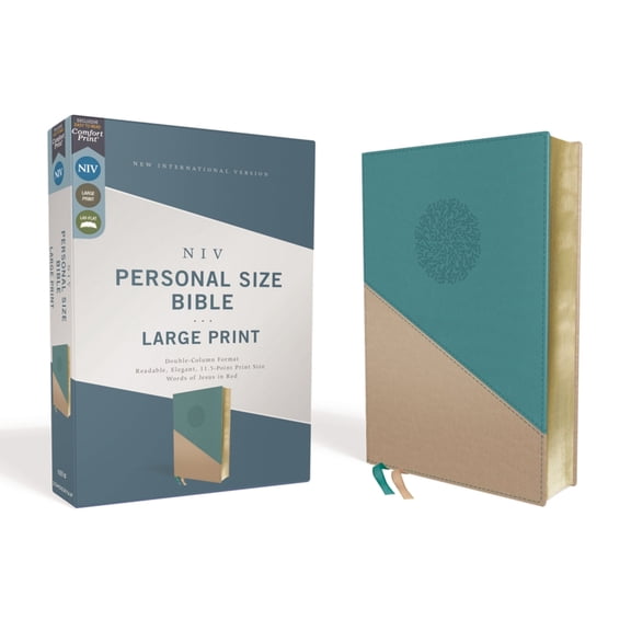 Niv, Personal Size Bible, Large Print, Leathersoft, Teal/Gold, Red Letter Edition, Comfort Print, (Hardcover)
