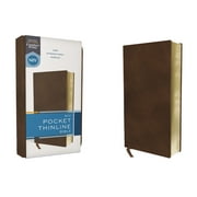 Niv, Pocket Thinline Bible, Leathersoft, Brown, Red Letter, Comfort Print, Hardcover