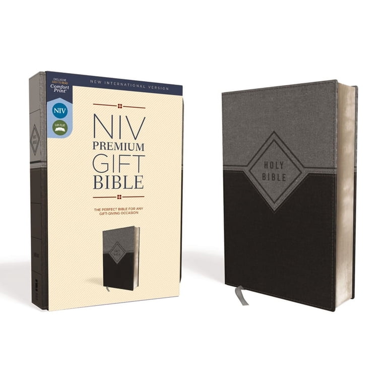 Niv, Premium Gift Bible, Leathersoft, Black/Gray, Red Letter