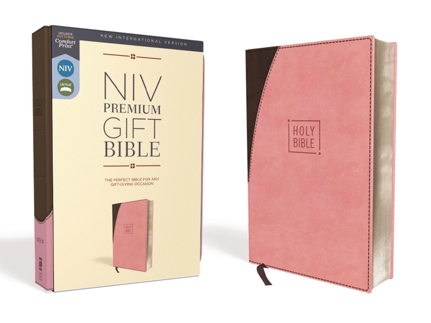 ZONDERVAN Niv, Premium Gift Bible, Leathersoft, Pink/Brown, Red Letter Edition, Comfort Print (Hardcover)