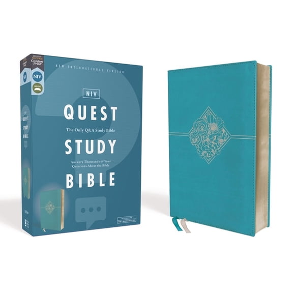 Niv, Quest Study Bible, Leathersoft, Blue, Comfort Print: The Only Q and A Study Bible, (Hardcover)