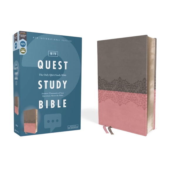 Niv, Quest Study Bible, Leathersoft, Gray/Pink, Comfort Print: The Only Q and A Study Bible, (Hardcover)