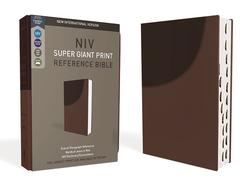 Niv, Super Giant Print Reference Bible, Leathersoft, Brown, Red Letter, Thumb Indexed, Comfort Print, (Hardcover)