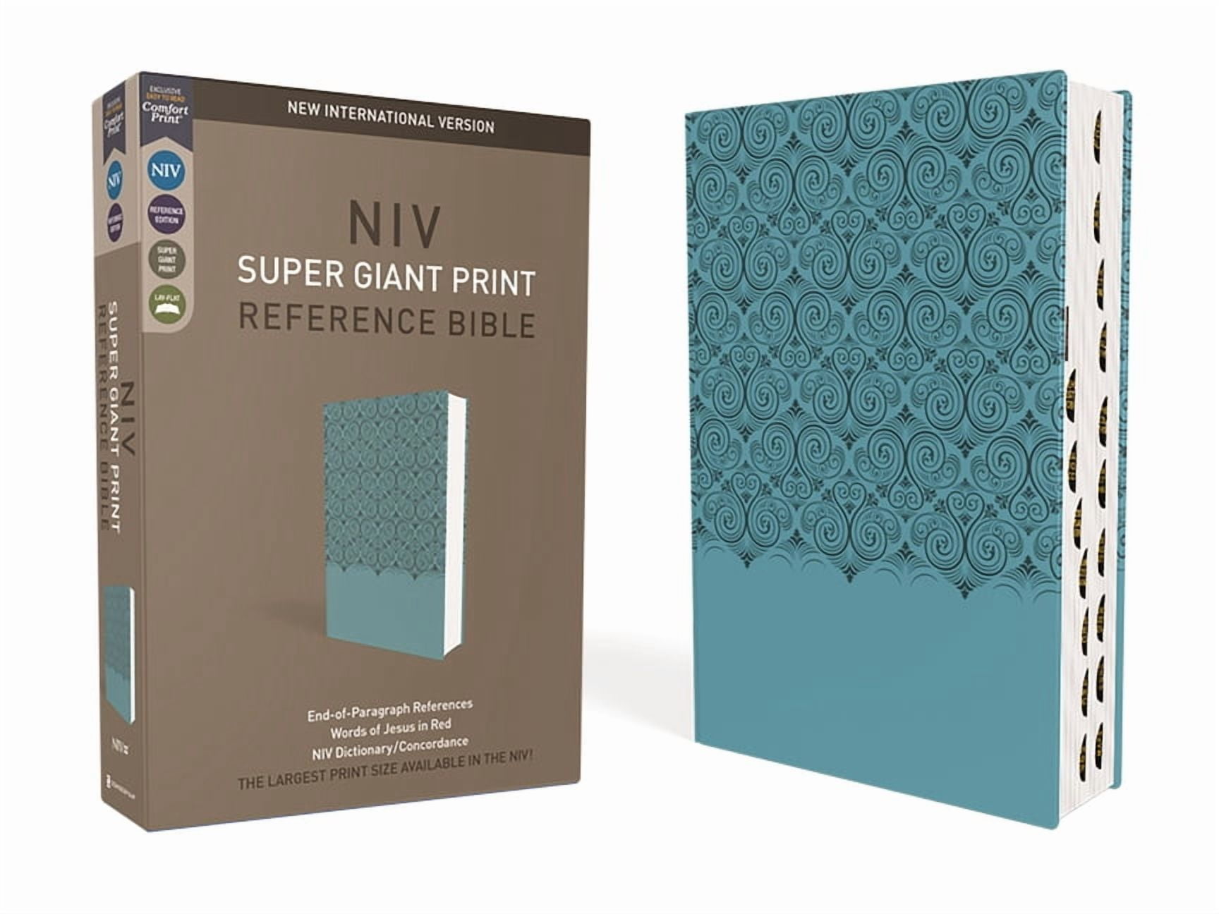Niv, Super Giant Print Reference Bible (Font Size: 16.5-Point), Leathersoft, Teal, Red Letter, Thumb Indexed, Comfort Pr, (Hardcover)