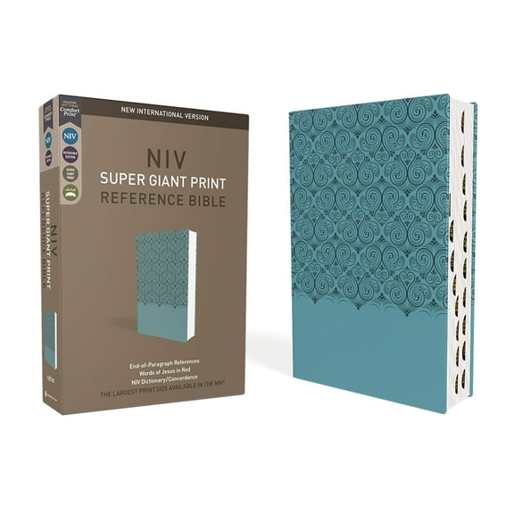 Niv, Super Giant Print Reference Bible (Font Size: 16.5-Point), Leathersoft, Teal, Red Letter, Thumb Indexed, Comfort Pr, (Hardcover)