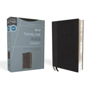 Niv, Thinline Bible, Compact, Leathersoft, Black/Gray, Red Letter, Comfort Print, Hardcover