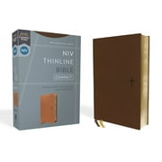 Niv, Thinline Bible, Compact, Leathersoft, Brown, Red Letter, Comfort Print, Hardcover
