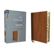 Niv, Thinline Bible, Giant Print, Leathersoft, Brown, Red Letter, Thumb Indexed, Comfort Print, Hardcover
