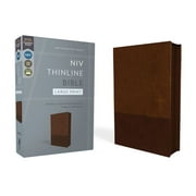Niv, Thinline Bible, Large Print, Leathersoft, Brown, Zippered, Red Letter, Comfort Print, Hardcover