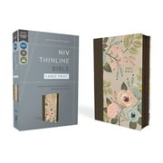 Niv, Thinline Bible, Large Print, Leathersoft, Floral, Zippered, Red Letter, Comfort Print, Hardcover