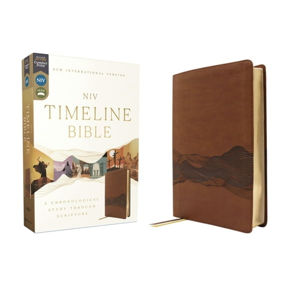 Niv, Timeline Bible, Leathersoft, Brown, Red Letter, Comfort Print: A Chronological Study Through Scripture, (Hardcover)