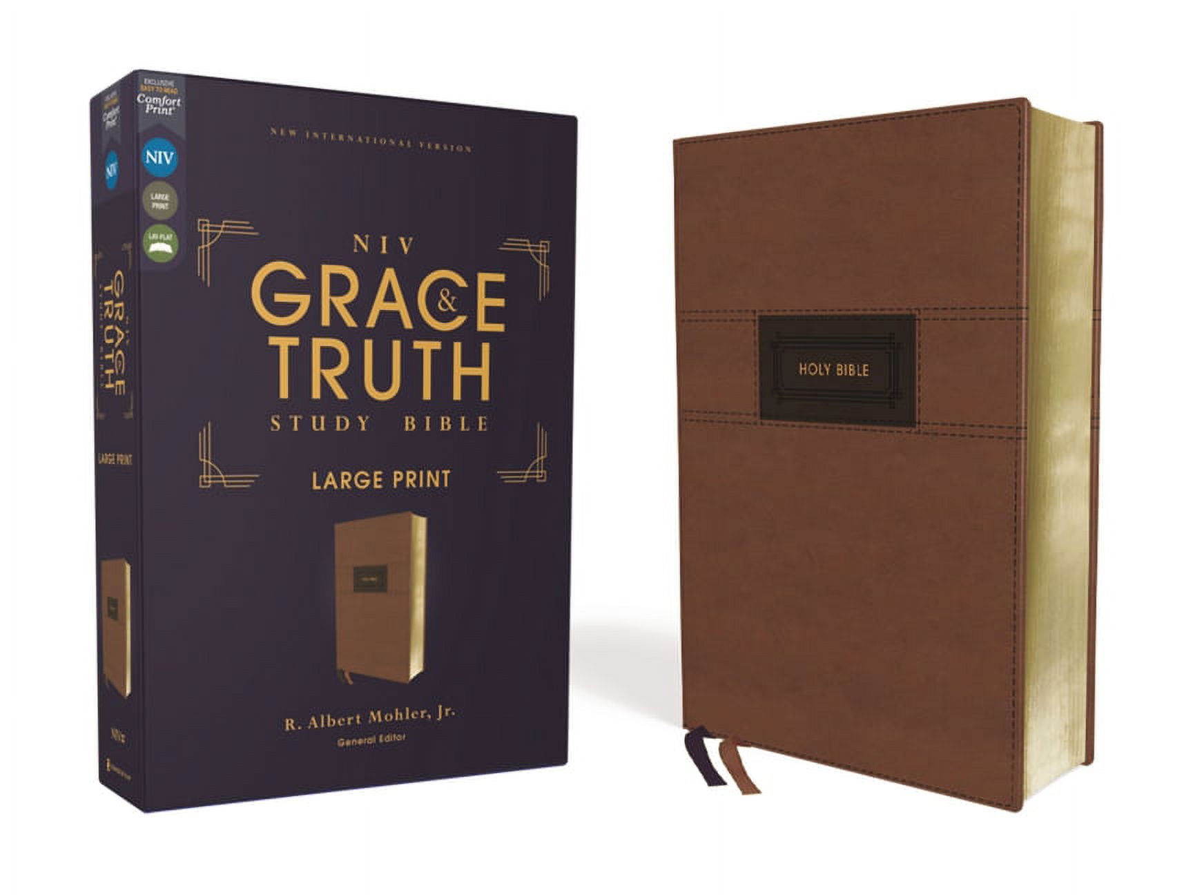 Niv, the Grace and Truth Study Bible (Trustworthy and Practical Insights), Large Print, Leathersoft, Brown, Red Letter, , (Hardcover)