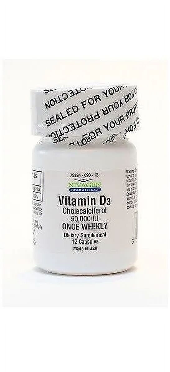 Nivagen Vitamin D3 Cholecalciferol 50000 Ui Supplement Capsules, 12 Ea