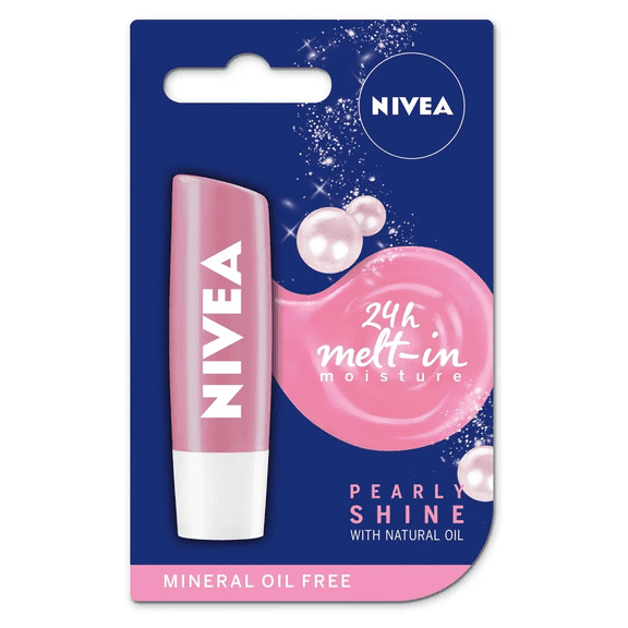 Nivea Shimmer Lip Care Stick, 0.17 oz (4 Pack) (Bundle)