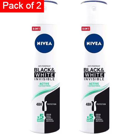 Nivea Black & White Invisible Active Deodorant Spray 200ml (Pack