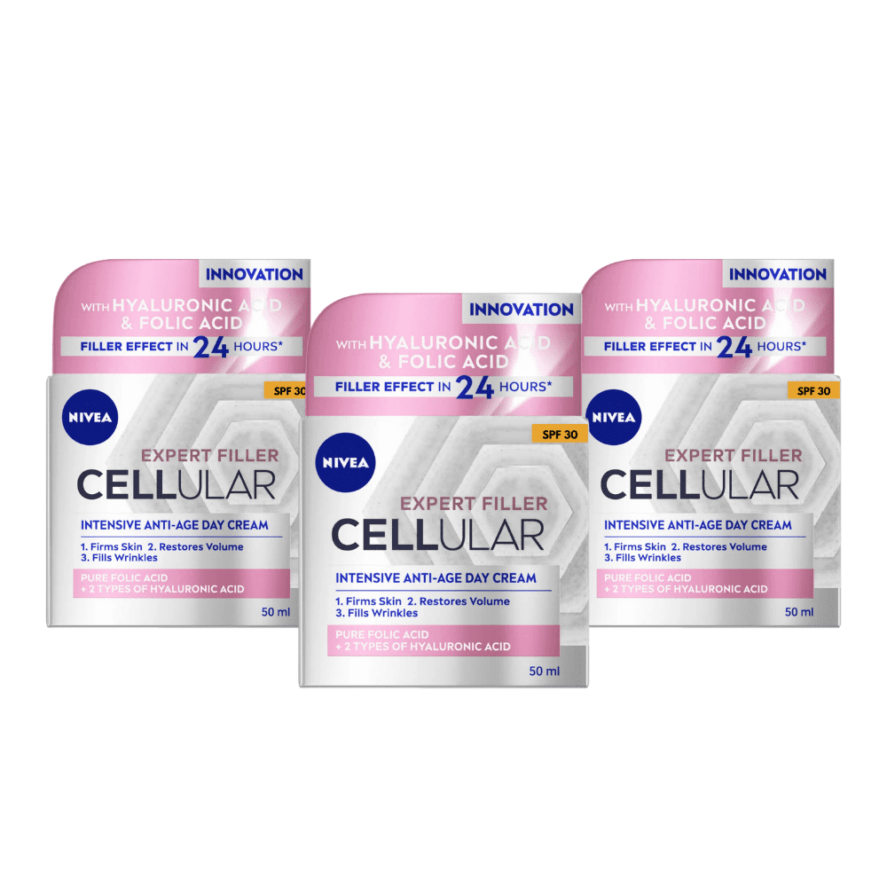 Nivea Cellular Expert Filler Firming Day Face Cream SPF 30 50 ml / 1.7 fl oz - 3 Pack