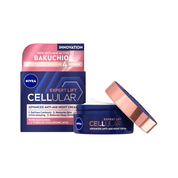 Nivea Cellular Expert Lift Pure Bakuchiol + HA Anti-Age Night Face Cream 50ml / 1.7 fl oz