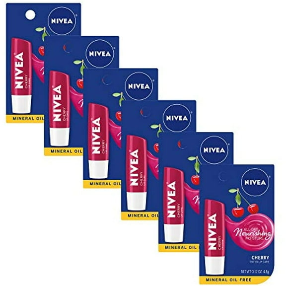Nivea Cherry Lip Care - Tinted Red For Beautiful, Moisturized Lips - .17 Oz. Stick (Pack Of 6)