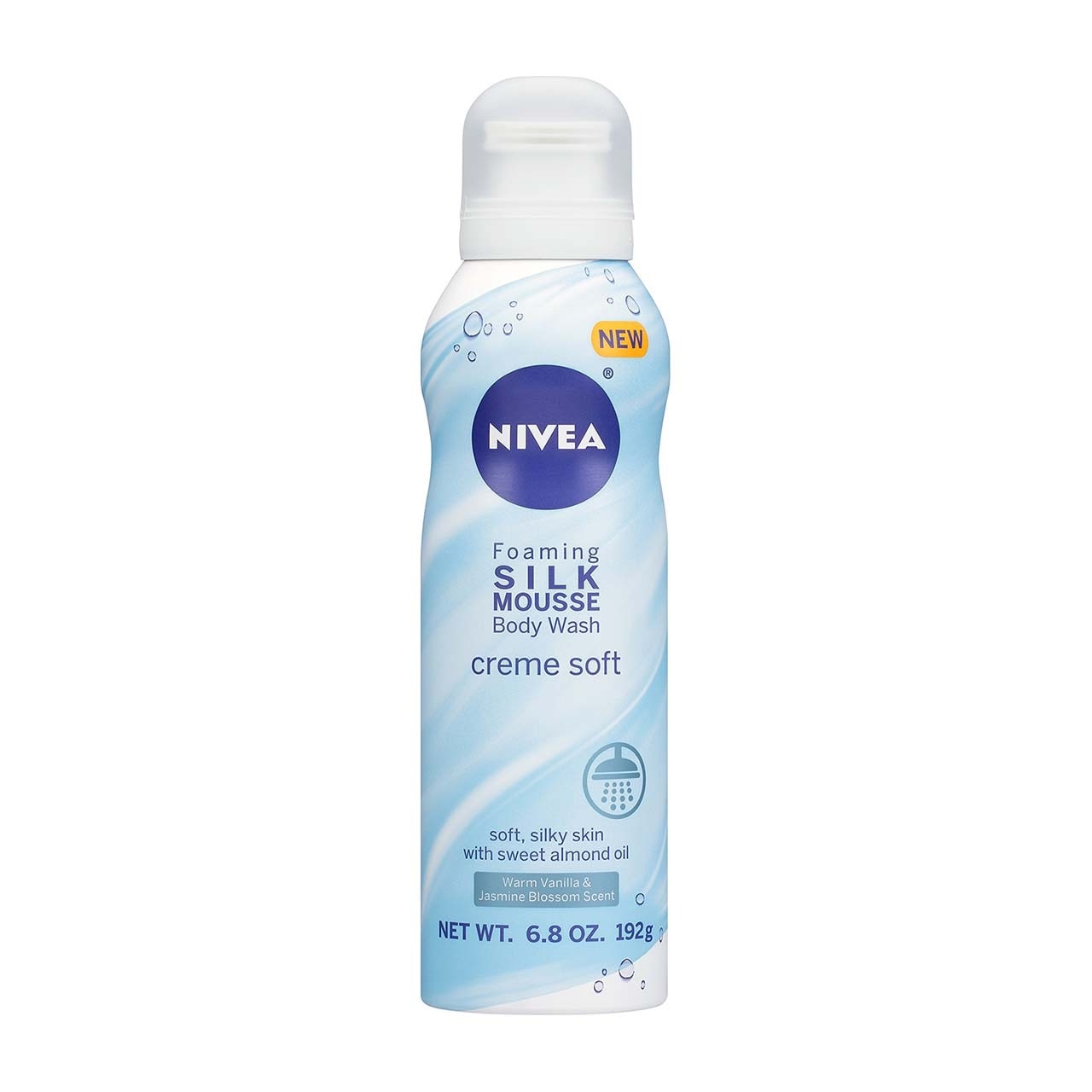 Nivea Creme Soft Foaming Silk Mousse Body Wash, Vanilla and Jasmine Blossom, 6.8 Ounce - image 1 of 6