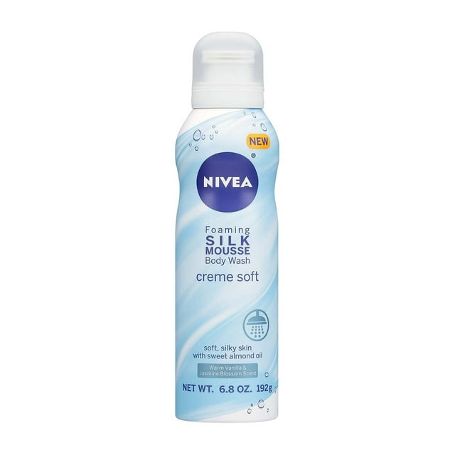 Nivea Creme Soft Foaming Silk Mousse Body Wash, Vanilla and Jasmine Blossom, 6.8 Ounce