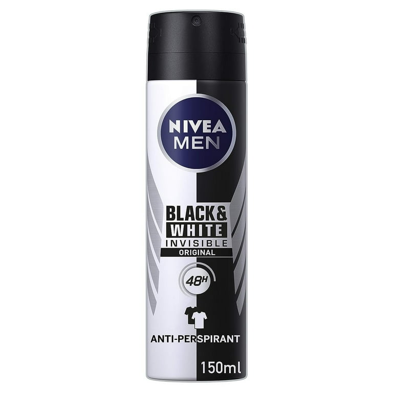 NIVEA Body Spray for Men, Invisible Black and White, 5oz